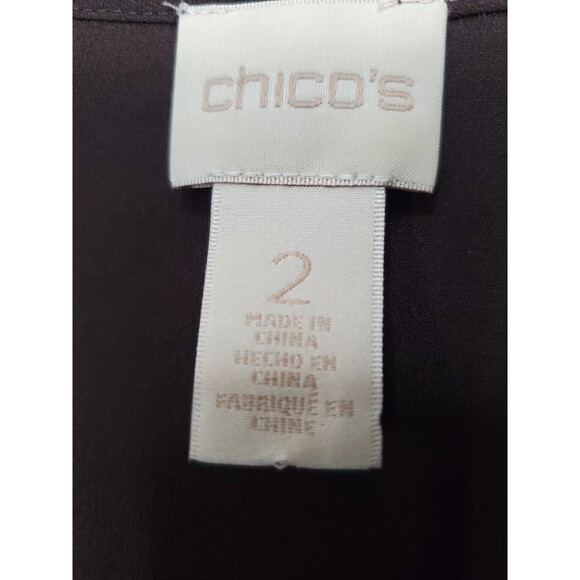 Chico's Brown Woven Cold Shoulder Button-Up Blouse Size 2 Large - Picture 3 of 7